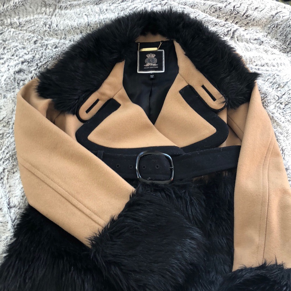 Juicy Couture Tan and Black faux fur Coat
